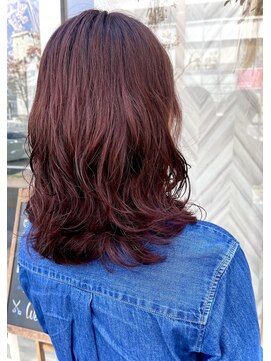 ヘアーサロン オリガミ(Origami) チェリーピンクセミロングパーマ