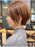暗めカラーグランマッシュショートボブ