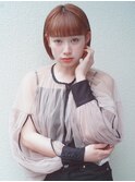 黒髪ボブルフネビージュ小顔ヘアワンレン