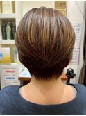 ハンサムショート＊奥行きショート細めハイライトマロンベージュ