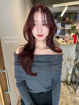 レイヤーカット、ボルドーカラー