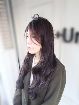 アンプリュス リアン(1+ Unplus lien) ゆるふわコテ巻きロング×アッシュグレー/亀戸/錦糸町