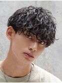 メンズウルフ波巻きツイストスパイラルMIXツーブロックパーマ