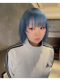 くすみカラー/ブルー/ボブ/ブリーチ