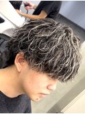 渋谷メンズメッシュメンズマッシュウルフパーマ縦落ちツイスパ