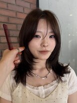 レイヤーカット顔まわりレイヤー2wayバング赤み消しカラー