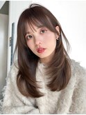 ロング前髪カット韓国ヘア顔周りレイヤー_F21246