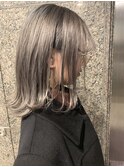 小顔ショートボブ ケアブリーチ アッシュグレージュ