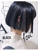 ヘルシーボブ&インナーカラー、暗髪