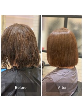 シュガー(sugar.c) ハイトーン&月一白髪染めでもOK!髪質改善ストレートボブ