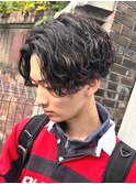 波巻きスパイラルパーマセンターパート波巻きパーマツーブロック