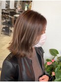 地毛風カラー/ハイライトバレイヤージュ/グレージュアッシュ