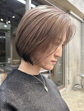 サンク 原宿 表参道(cinq) エンドカラー裾カラー黒髪ミルクティーベージュダブルカラー30代