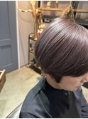マッシュショート*白髪を楽しむ髪質改善*くすみベージュ*秋色