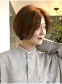 前髪長めの大人ハンサムショートボブ白金台目黒