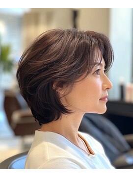 ラクレール 五香 ナチュラルブラウンチャコールグレーラウンドバングアシンメトリ