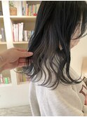【CROP】インナーカラー×アッシュグレー×ロング