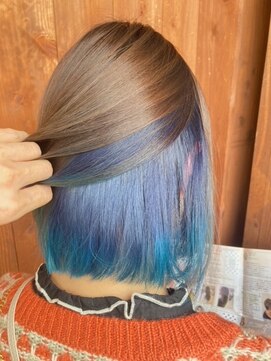 リミックス 飯塚店(Remix) ボブ×フルインナーカラー/ブルーカラー◎20代30代40代50代
