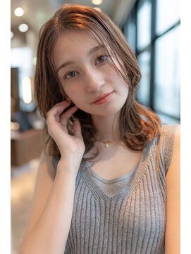 ケアリー 流山おおたかの森(Carelly) 大人かわいい前髪セシルカットココアブラウンフリンジウェーブ