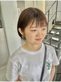 20代30代ミニボブオレンジブラウン透明感小顔ブリーチなし