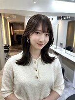 前髪あり髪質改善姫カットセミディカールシアーカラー縮毛矯正