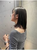 伸ばしかけミディアム 切りっぱなし ブラック 前髪カット