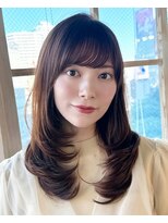 ☆小顔レイヤーカットシースルーバングベージュ