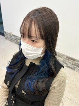 ヘアーアンドエステ ハラダ 滝ノ水店(Hair&Esthe Harada) ブリーチインナーカラー/スカイブルー