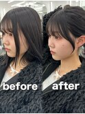 前髪顔まわり韓国ヘアレイヤーカットサイドバンク2wayバンク韓国