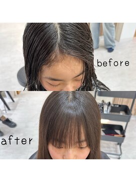 ジーナ 博多筑紫口(Zina) クロスパーマ「前髪縮毛矯正」割れ癖 浮き癖 改善【福田れん】