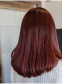 秋冬ヘア/暖色系カラー/ツヤ感/ボルドーミディ/内巻きワンカール