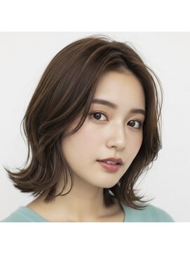 小顔レイヤー外ハネミディ