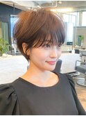 大人綺麗シースルー前髪/白髪ぼかし/束感ショートボブ/30代40代