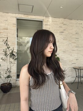 デビュー 沖縄泡瀬店(Debut) デザインカラー/レイヤーカット/ウェットヘア/オリーブベージュ