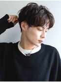 波巻きパーマ センターパート ツーブロック 束感 20代 爽やか