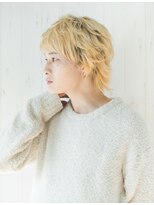 メンズショート マッシュウルフ ハイトーン