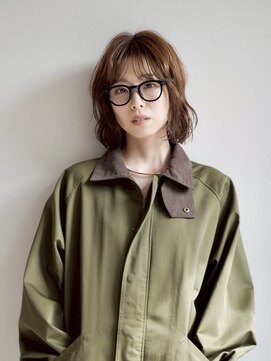 【セロ姫路】ミディアムボブ/ゆるふわカール/シナモンベージュ