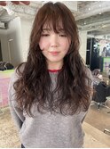 小顔/ココアベージュ/黒髪/オリーブグレー/【千葉／パーマ】