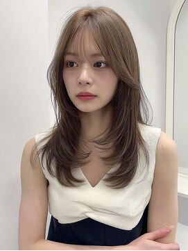 レア 渋谷(Le'a) 【Ｌｅ’ａ】レイヤーカット　ベージュカラー　フェイスレイヤー