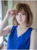 立体感ふわふわボブ×大人可愛い小顔スタイルブリーチパーマ