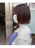 あごボブ×濃いめブラウンカラー