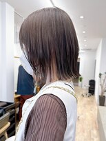 say.切りっぱなしボブ外ハネボブグレージュカラー似合わせカット