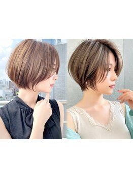 [カット+美髪カラー+髪質改善クイックTR\6980~]顔まわりカットで小顔&美しく上品なショートヘアに[博多]