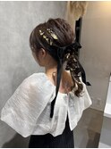 リボンアレンジふわふわツインお呼ばれヘア