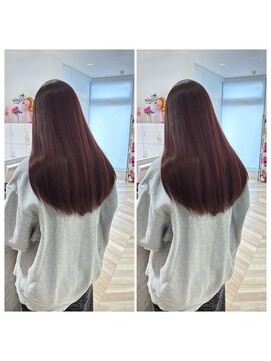 ニューヨークニューヨーク 阪急高槻店(NYNY) ブリーチなしダブルカラーワインレッドボルドー７トーン20代30代