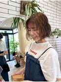 ニュアンスパーマ×マロンベージュ×シースルーバング20代30代
