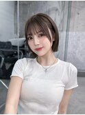 黒髪韓国小顔レイヤーイメチェン暗めオリーブグレークラゲヘアー