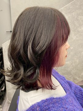 ファイブバイジエクト 堀江(FIVE by The Ect) バーガンディ/シルバーベージュ/インナーカラー