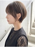 くびれショートボブ/ベージュ/ブリーチなし20代30代p上尾