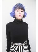 ブルーバイオレットグラデーションカラー似合わせ大人カット